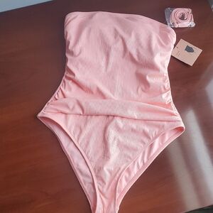 Shade & Shore Pink Bandeau One Piece Swimsuit